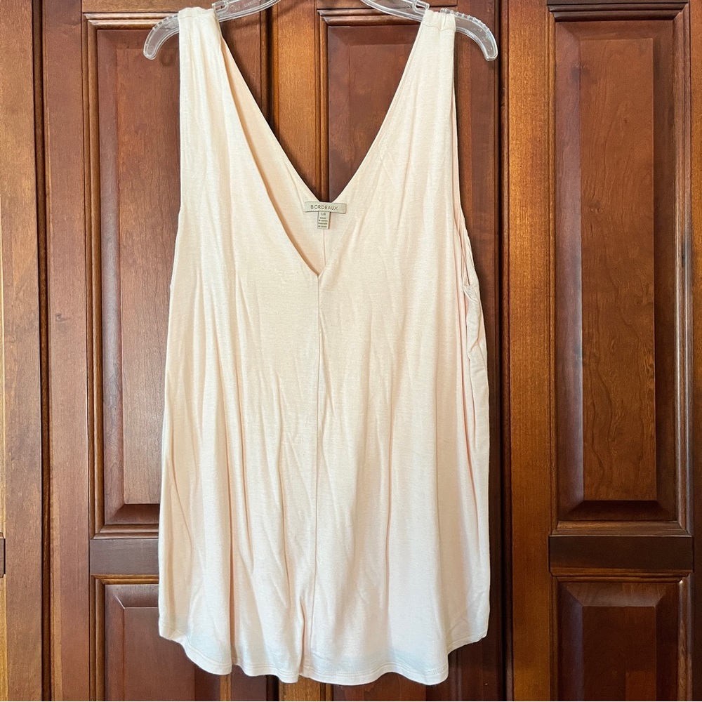 Bordeaux Women's V-Neck double lined peach colored Tank Top